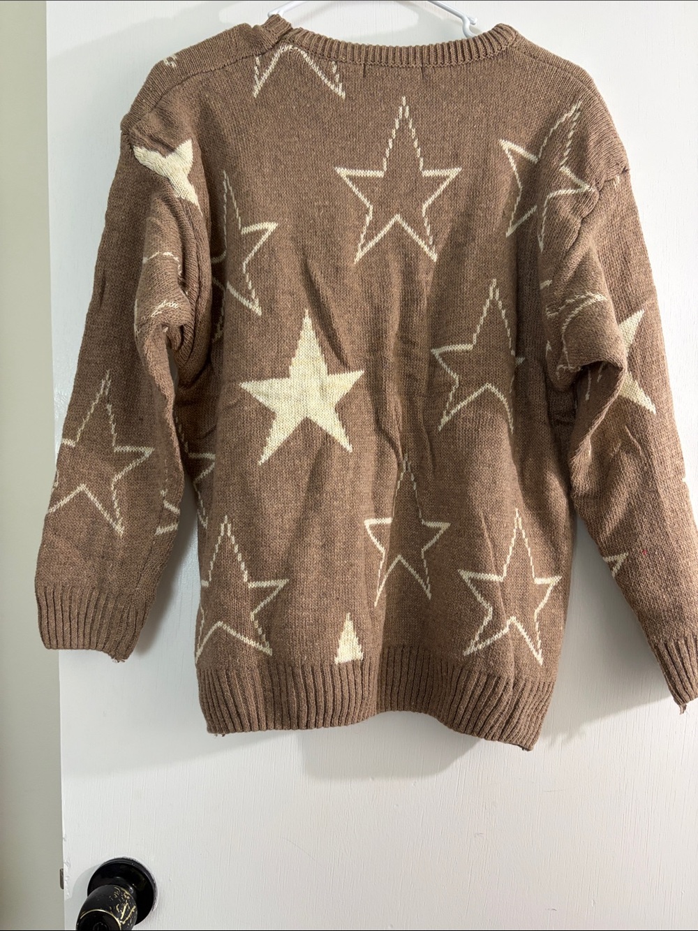 Brown Star Pattern Crewneck Sweater - Picture 3 of 4